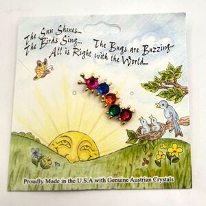Colorful Insect Lapel Pin Genuine Austrian Crystal Brooch